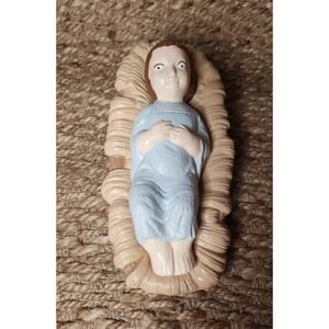 VINTAGE LARGE CERAMIC BABY JESUS FIGURINE 12" X 6" X 5" HAND PAINTED